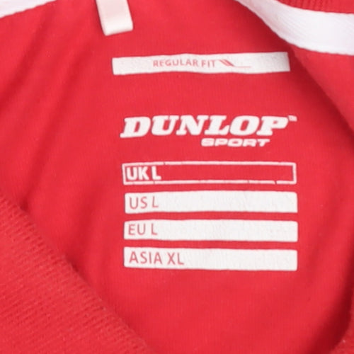 Dunlop Men Red Regular Fit Cotton Blend Polo Shirt Size L