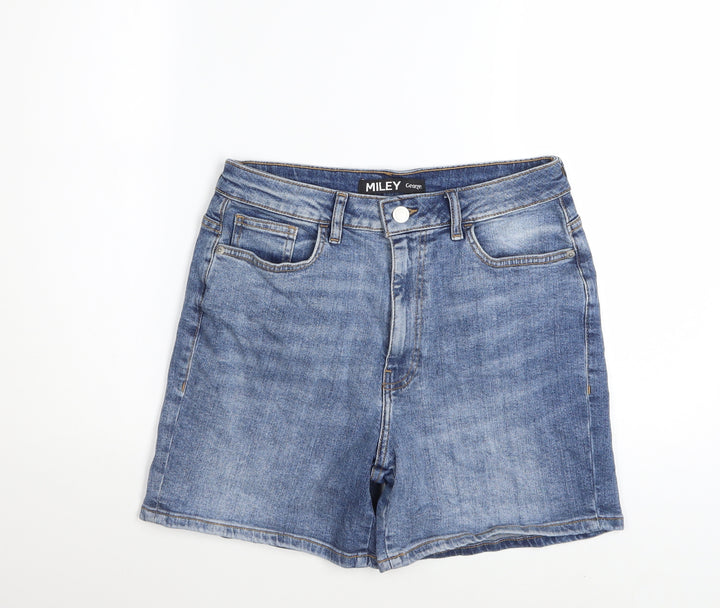 George Women Blue Denim Shorts Size 12 Classic 5-Pocket Style