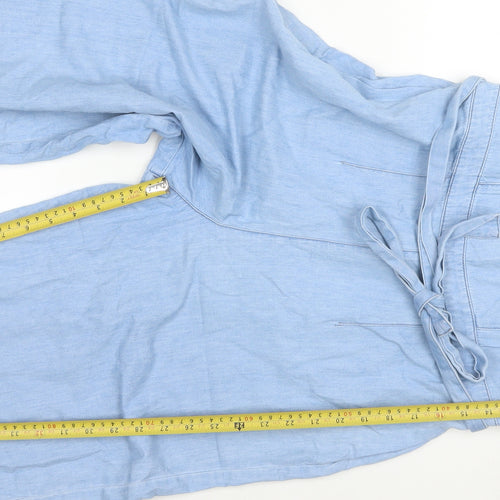 New Look Women Light Blue Denim Jumpsuit UK 10 100% Cotton Wide-Leg