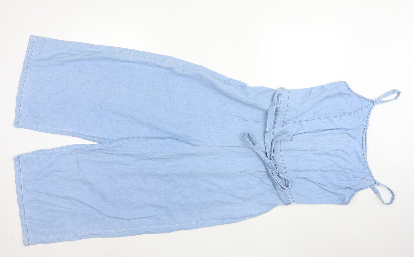 New Look Women Light Blue Denim Jumpsuit UK 10 100% Cotton Wide-Leg