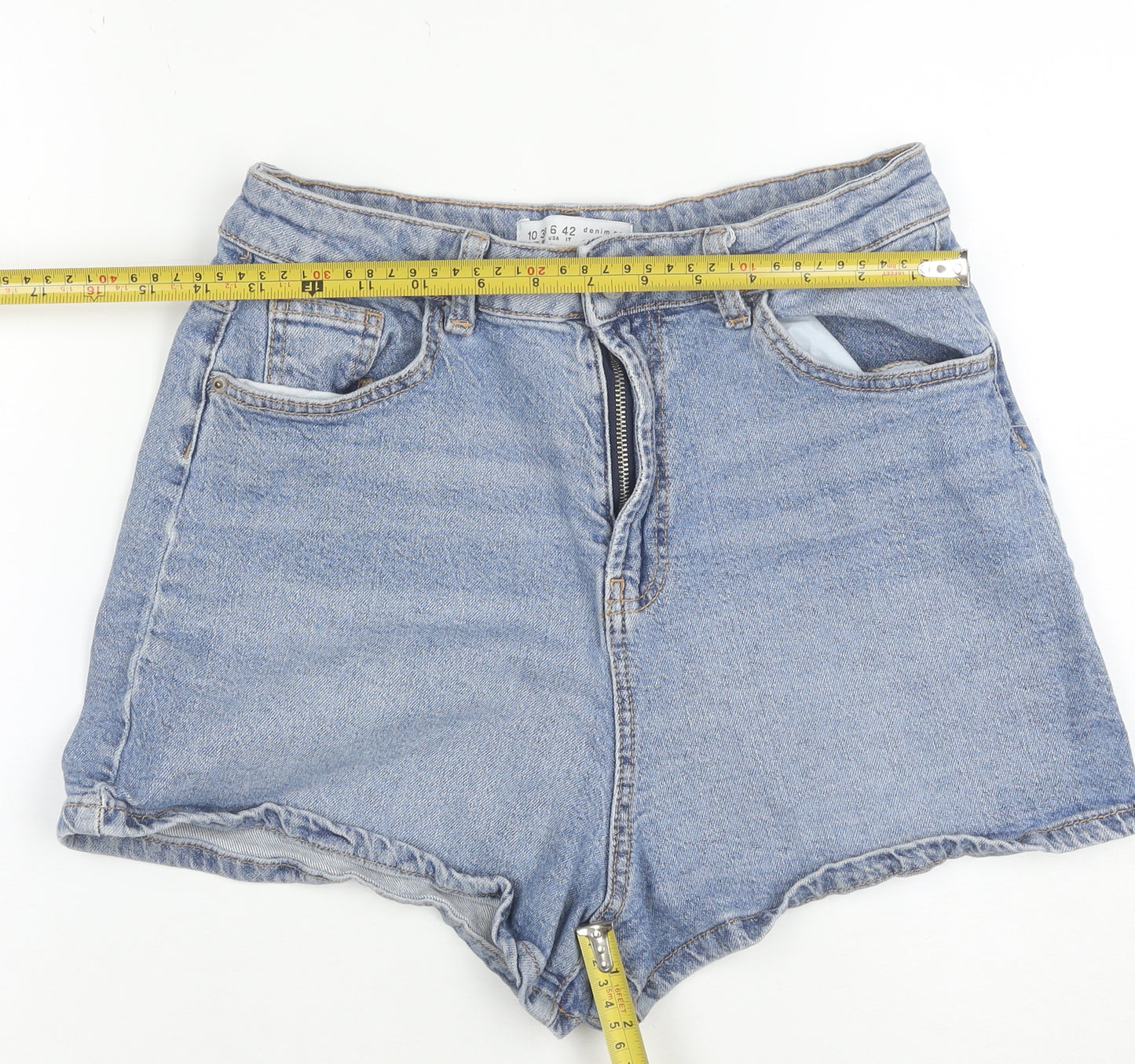 Denim Co. Women's Blue High Rise Mom Denim Shorts Size 10