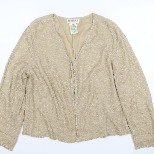 Holt Renfrew Classics Women Beige Beaded Suit Jacket Size 12 Elegant Eveningwear