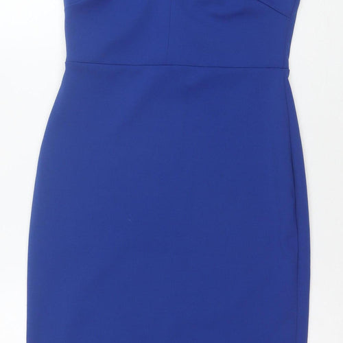 Boohoo Women Blue Size 10 Halter Bodycon Dress Partywear