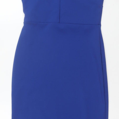 Boohoo Women Blue Size 10 Halter Bodycon Dress Partywear