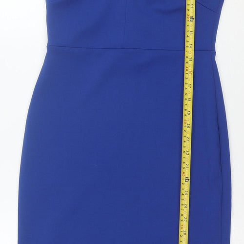 Boohoo Women Blue Size 10 Halter Bodycon Dress Partywear