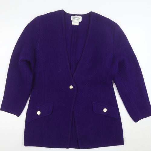Franco Valeri Women's Purple Wool Blazer Jacket Size M Gold Buttons