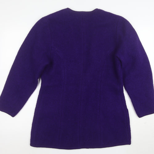 Franco Valeri Women's Purple Wool Blazer Jacket Size M Gold Buttons