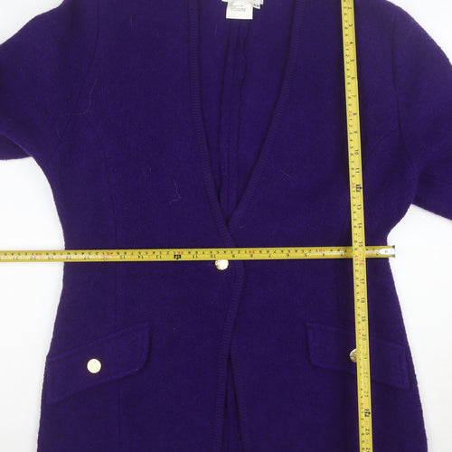 Franco Valeri Women's Purple Wool Blazer Jacket Size M Gold Buttons