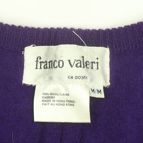 Franco Valeri Women's Purple Wool Blazer Jacket Size M Gold Buttons