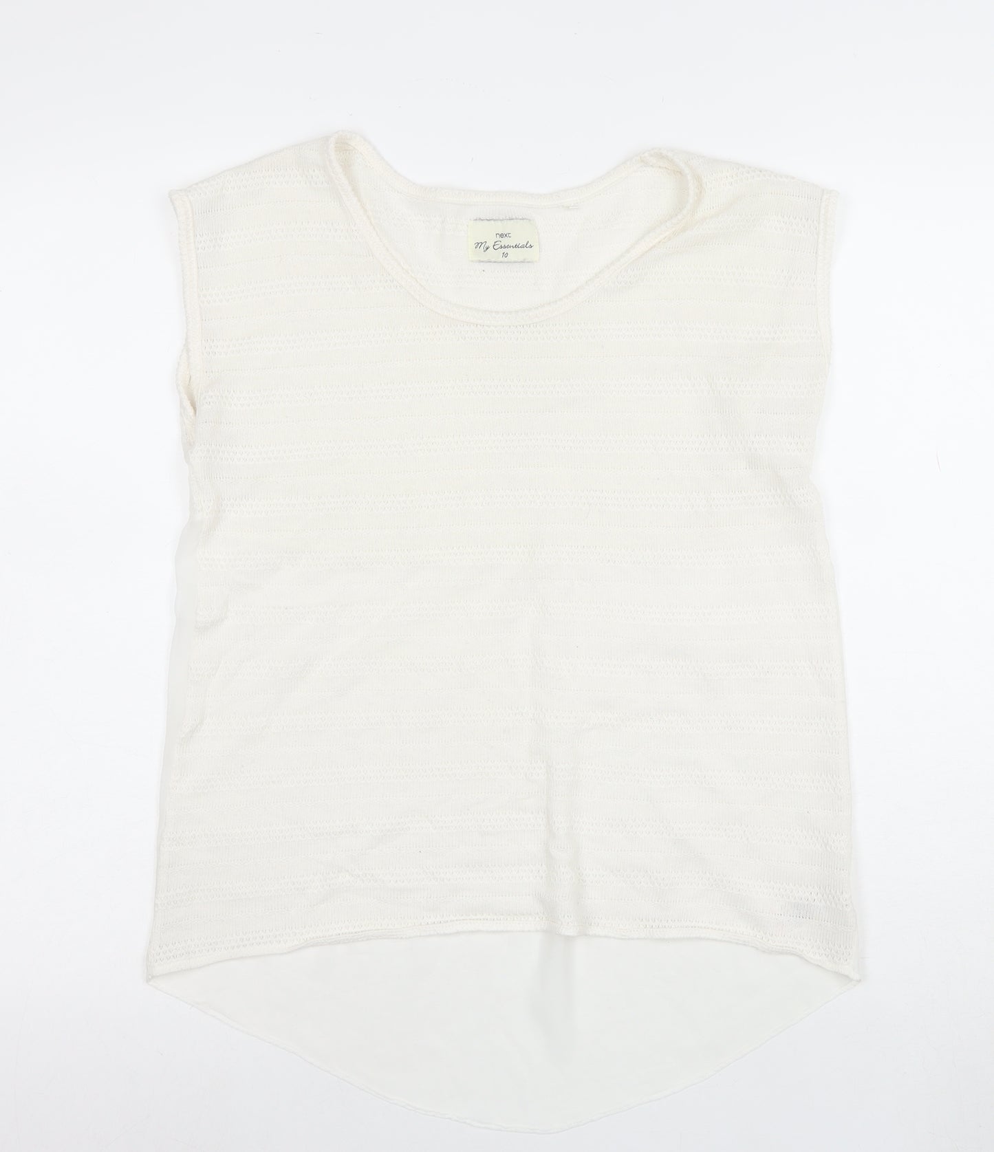 Next Women's Ivory Knit Sleeveless Crew Neck Top Size 10