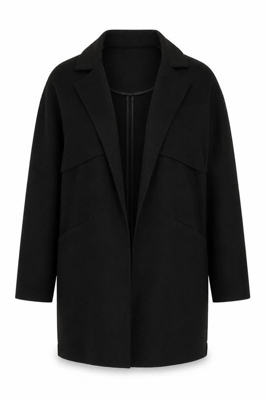 Front view of Warehouse Women’s Black Crepe Blazer, size UK 12, Regular Fit