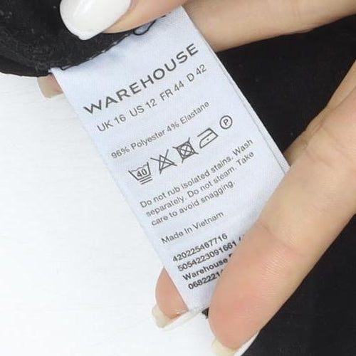 Warehouse Women’s Black Crepe Blazer Size 12 Regular Fit