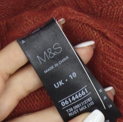 Marks and Spencer Women Brown Angora Blend Crew Neck Jumper Size 10