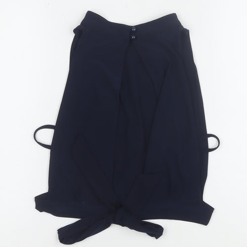 LOVE Women’s Blue Sleeveless High Neck Tie Blouse Size S