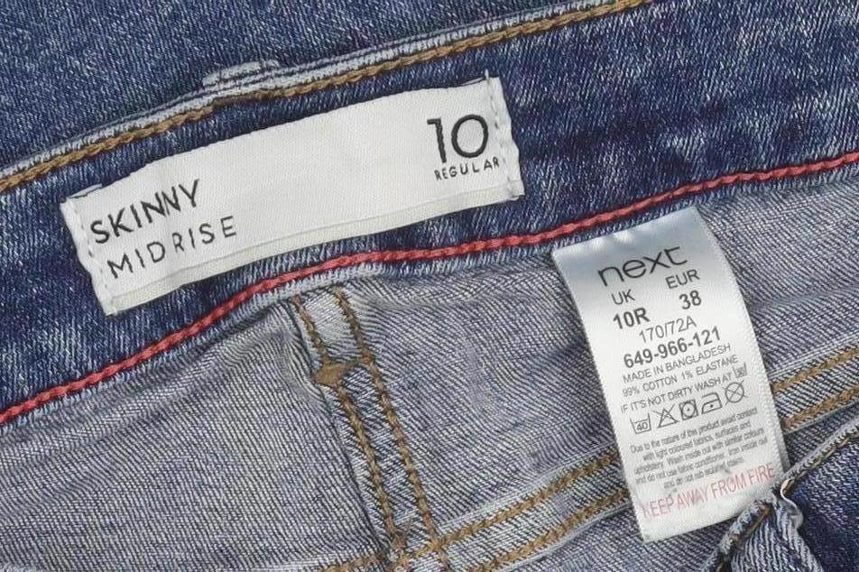 Next Women Blue Skinny Mid Rise Stretch Denim Jeans Size 10 Regular