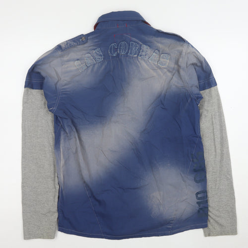 Joe Bloggs Men's Blue Cotton Long Sleeve Button-Up Casual Shirt M