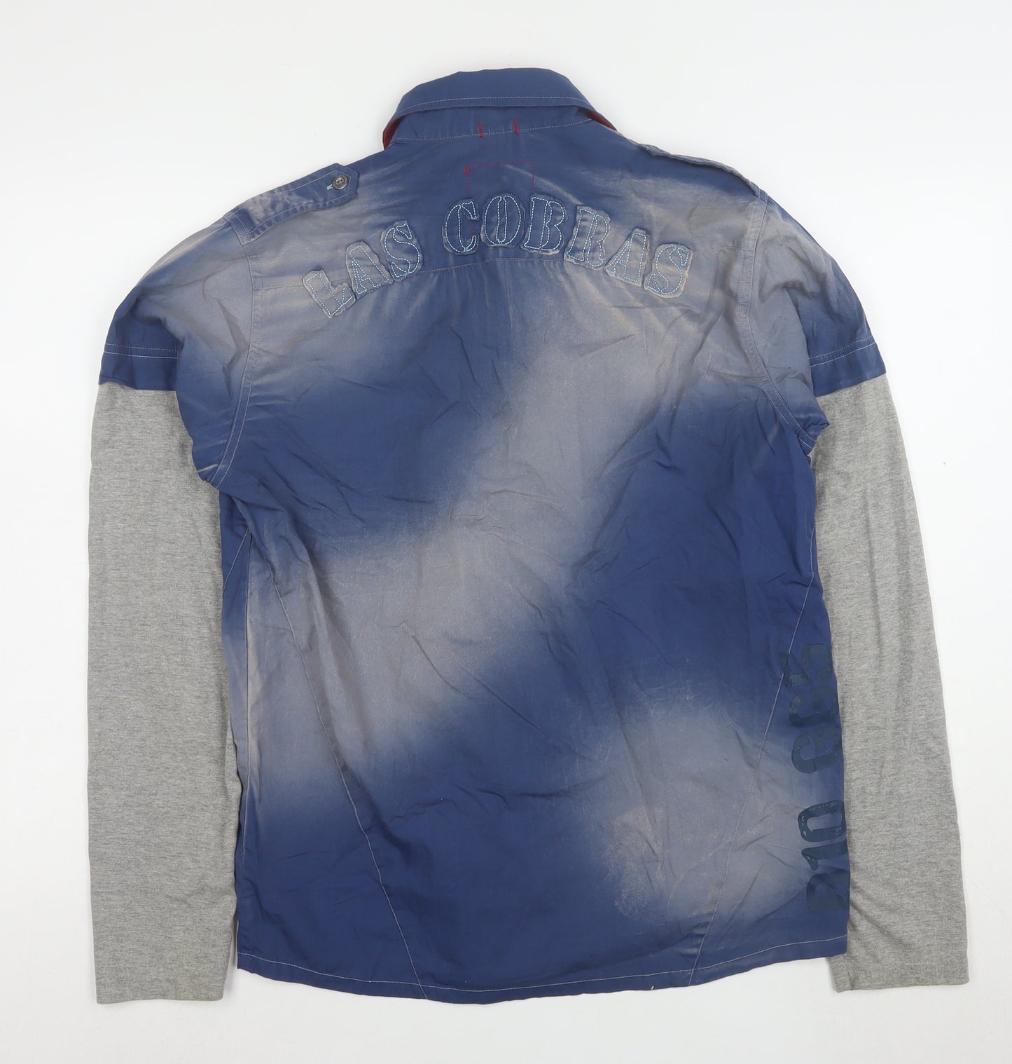 Joe Bloggs Men's Blue Cotton Long Sleeve Button-Up Casual Shirt M
