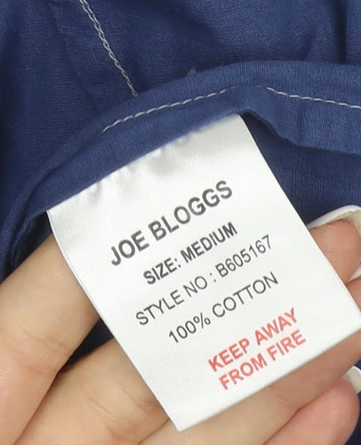 Joe Bloggs Men's Blue Cotton Long Sleeve Button-Up Casual Shirt M