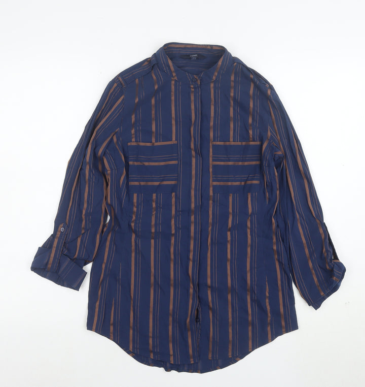 Next Women's Blue Striped Long Sleeve Button-Up Shirt UK 10