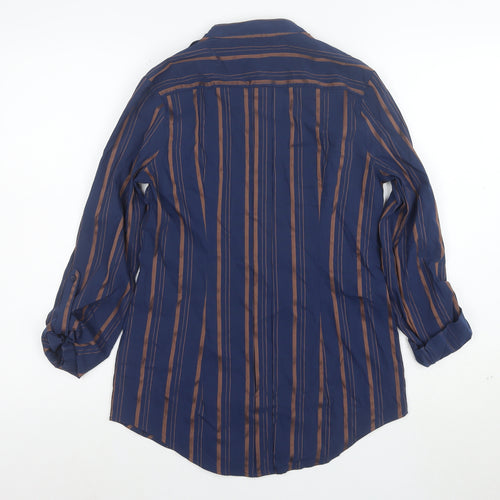 Next Women's Blue Striped Long Sleeve Button-Up Shirt UK 10