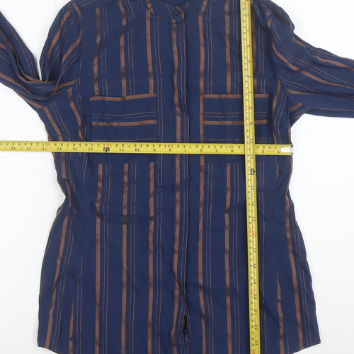 Next Women's Blue Striped Long Sleeve Button-Up Shirt UK 10