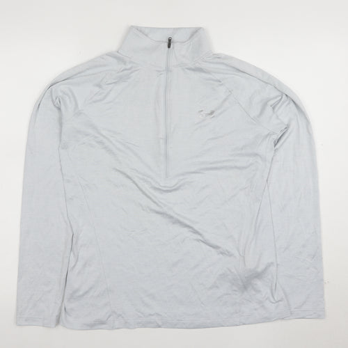 Under Armour Womens Grey Long Sleeve 1/4 Zip Active T-Shirt Size L