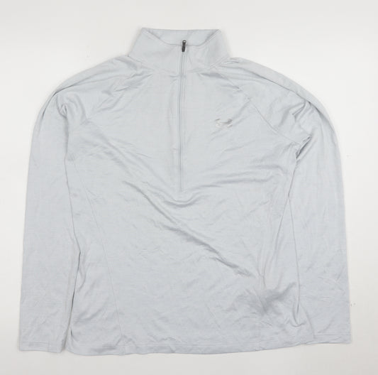 Under Armour Womens Grey Long Sleeve 1/4 Zip Active T-Shirt Size L