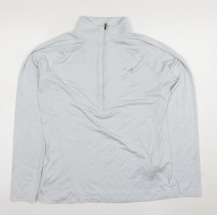 Under Armour Womens Grey Long Sleeve 1/4 Zip Active T-Shirt Size L