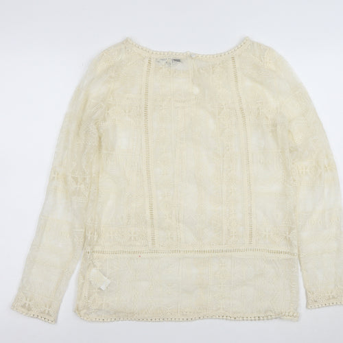 Next Women’s Ivory Lace Long Sleeve Bohemian Blouse Size 10