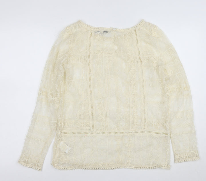 Next Women’s Ivory Lace Long Sleeve Bohemian Blouse Size 10