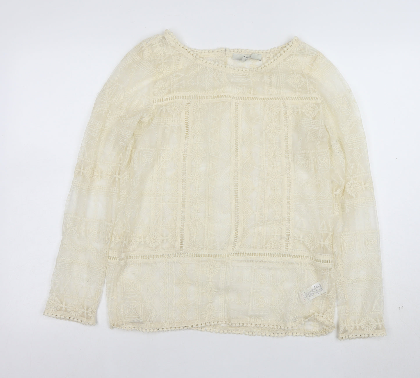 Next Women’s Ivory Lace Long Sleeve Bohemian Blouse Size 10