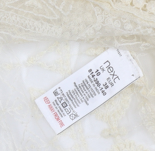 Next Women’s Ivory Lace Long Sleeve Bohemian Blouse Size 10