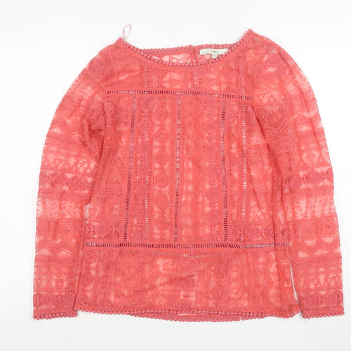 Next Women Pink Lace Long Sleeve Tunic Blouse Size 10