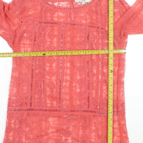 Next Women Pink Lace Long Sleeve Tunic Blouse Size 10