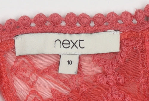 Next Women Pink Lace Long Sleeve Tunic Blouse Size 10
