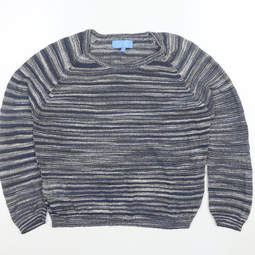 Next Women's Blue Striped Crew Neck Long Sleeve Pullover Jumper Size 10