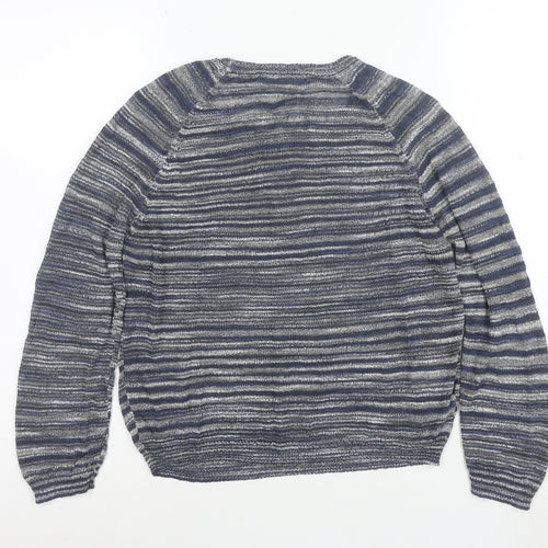 Next Women's Blue Striped Crew Neck Long Sleeve Pullover Jumper Size 10