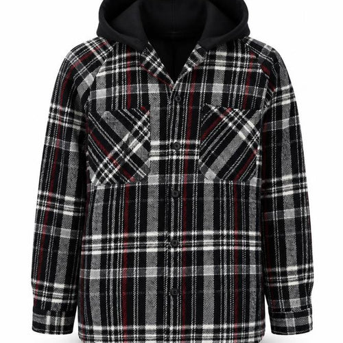 Zara Women’s Black Checked Hooded Flannel Relaxed Fit Jacket Size S