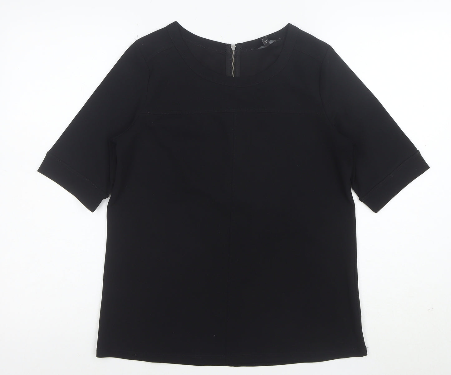 MSA Women’s Black Size 10 Short Sleeve Zip Back Blouse