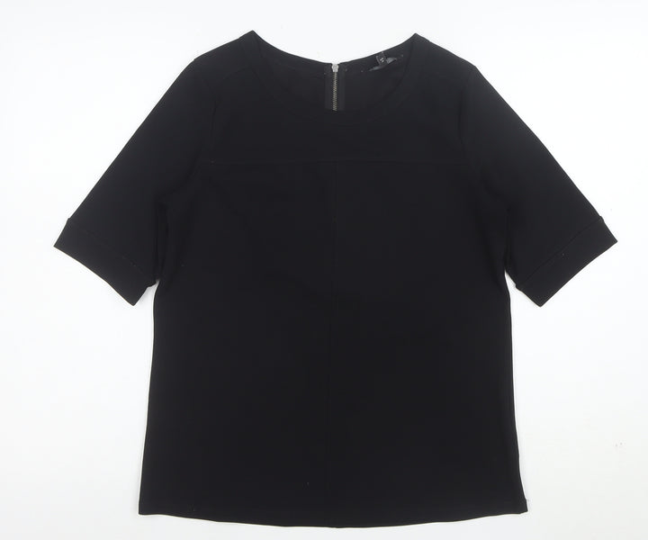 MSA Women’s Black Size 10 Short Sleeve Zip Back Blouse