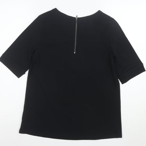 MSA Women’s Black Size 10 Short Sleeve Zip Back Blouse
