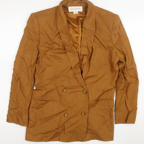 Jones New York Women’s Brown Linen Blend Double-Breasted Blazer Size 12