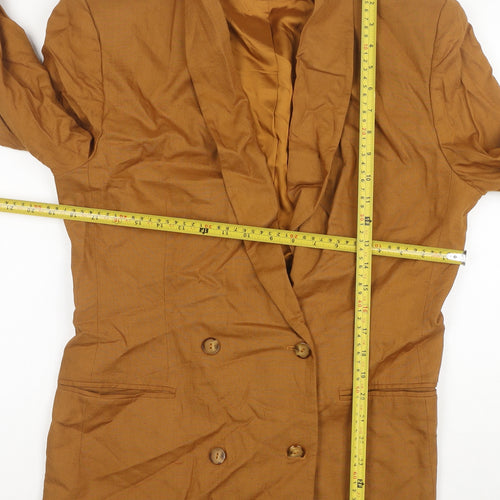 Jones New York Women’s Brown Linen Blend Double-Breasted Blazer Size 12