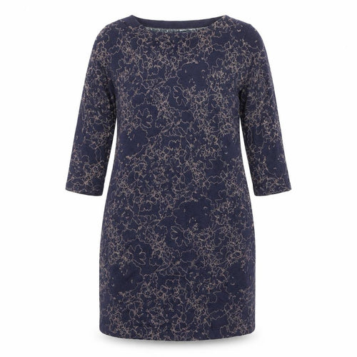 Next Women Blue Floral Shift Dress Size 10 3/4 Sleeve Knit