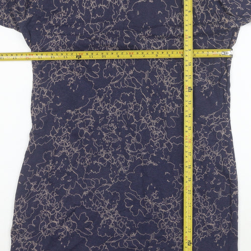 Next Women Blue Floral Shift Dress Size 10 3/4 Sleeve Knit