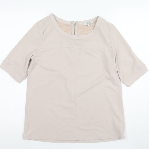 Next Women's Beige Short Sleeve Boat Neck Blouse UK 10