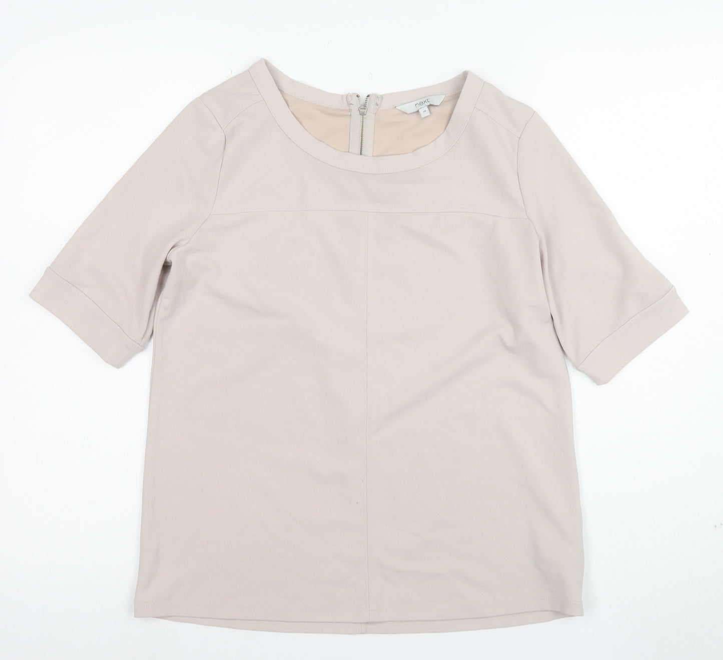 Next Women's Beige Short Sleeve Boat Neck Blouse UK 10