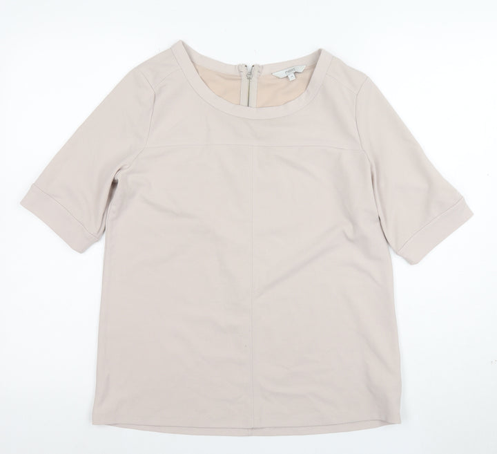 Next Women's Beige Short Sleeve Boat Neck Blouse UK 10