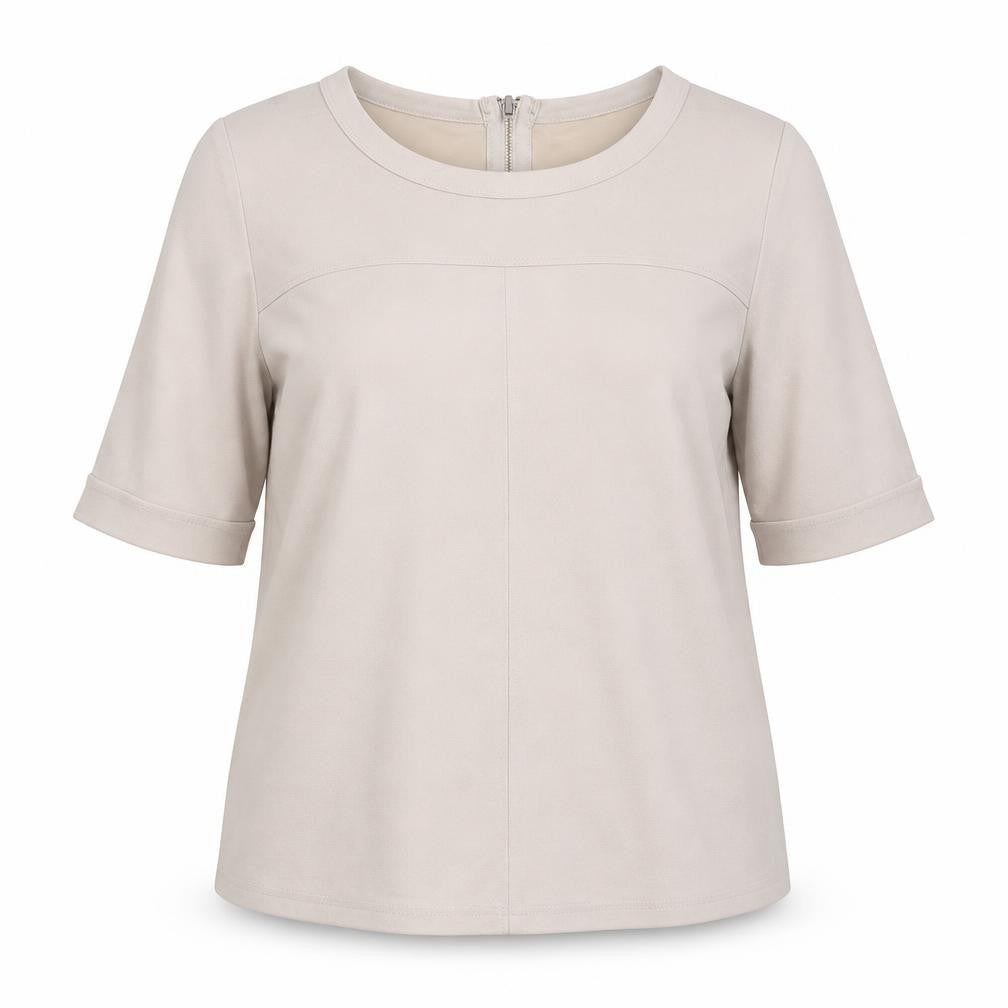 Front view of Next Women's Beige Short Sleeve Boat Neck Blouse UK 10