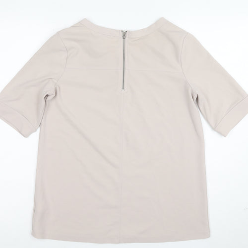 Next Women's Beige Short Sleeve Boat Neck Blouse UK 10
